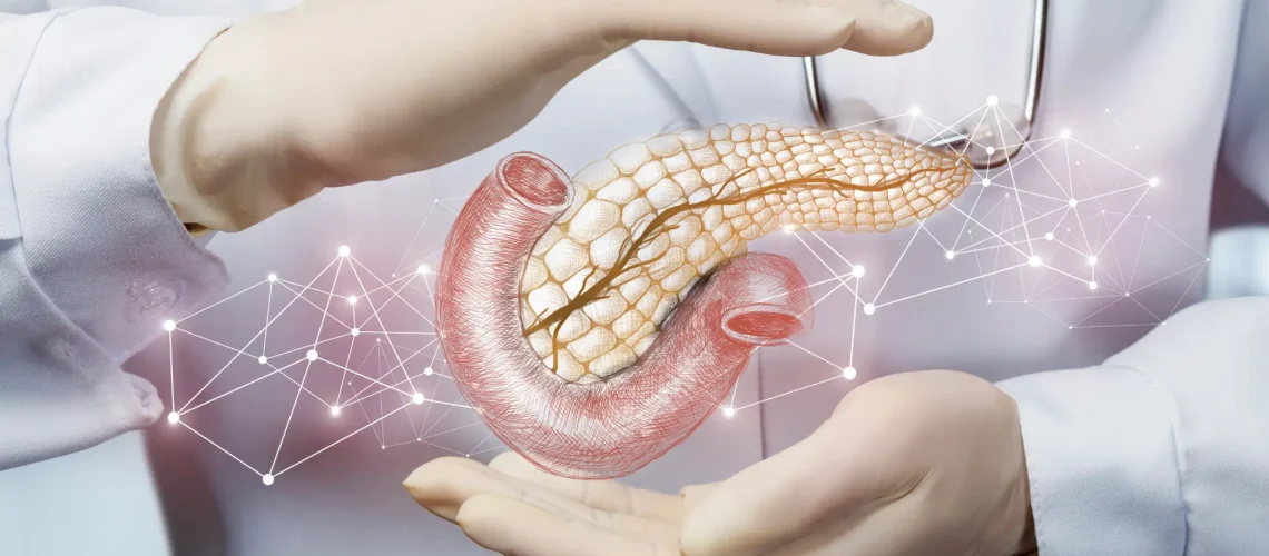 Doctor visualising pancreas to promote early pancreatic cancer detection through advanced health screening london